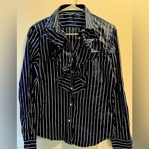 Ralph Lauren Navy Pinstripe Blouse